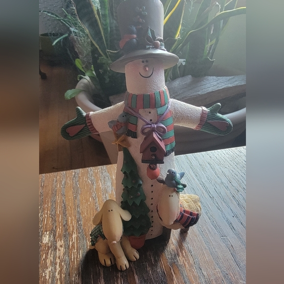 LANG & WISE COLLECTABLES Snowman figure w/ animals. NWT - Picture 5 of 6